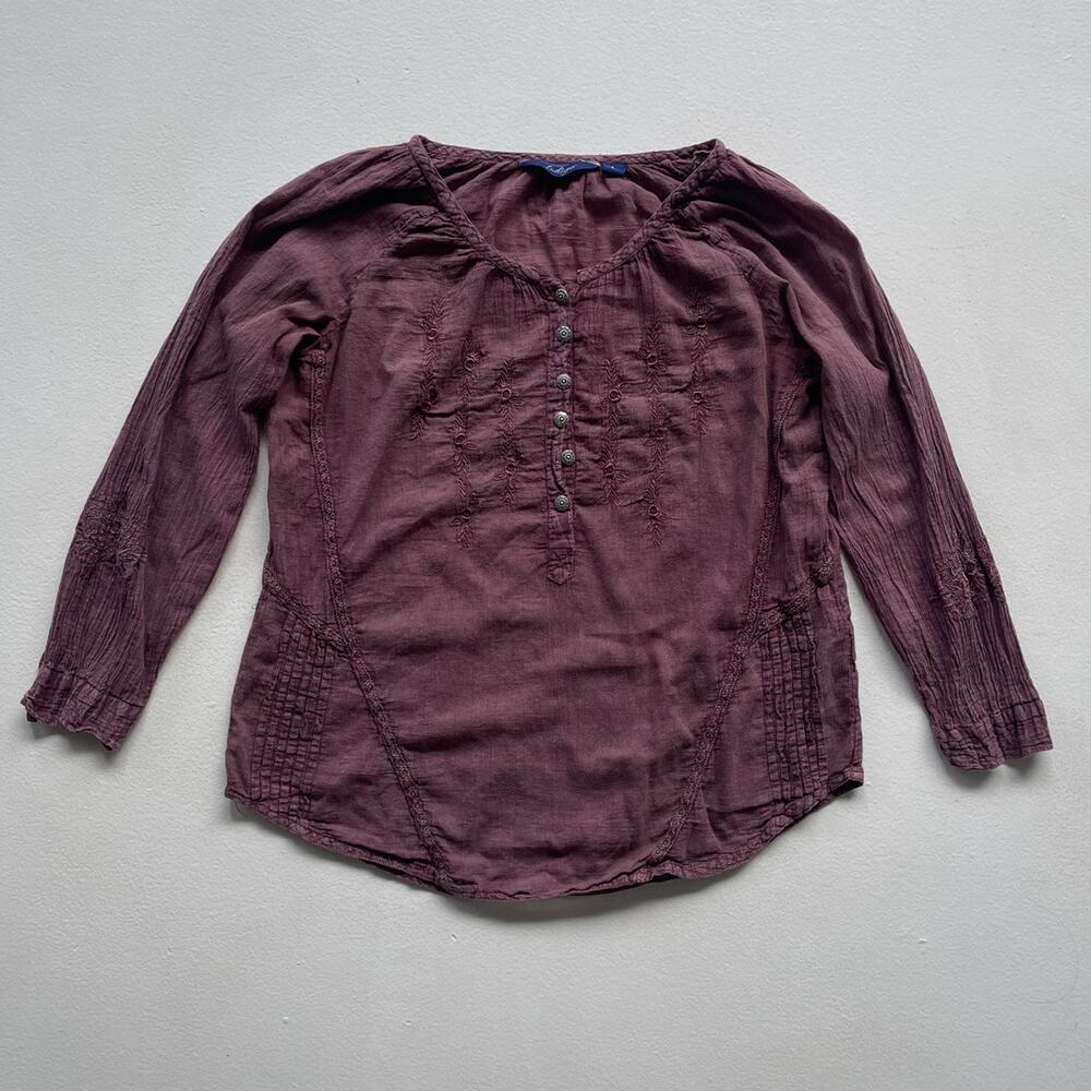 Vtg Y2K Mauve Indian Cotton Lightweight Tunic Top / Sz S Hippie Boho Embroidery